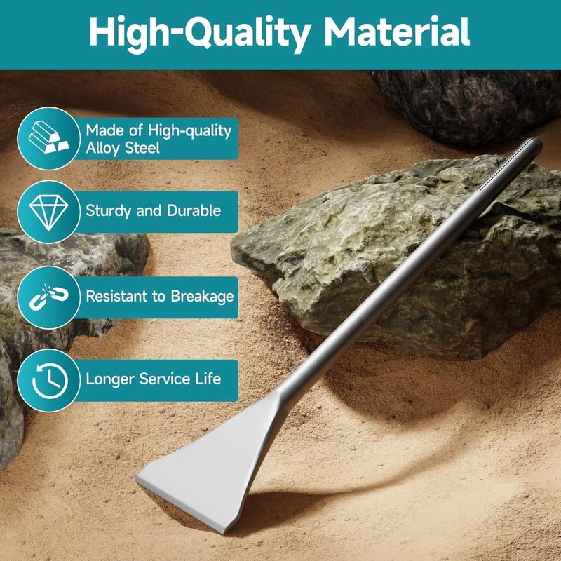 YOSIGHT Tile Chisel with SDS-Max Shanks - 4.33 In. x 15.75 In. Tile Chisel Hammer Alloy Steel Chisel Remove Chisel- Suitable for SDS-Max Jack Hammer - Image 2